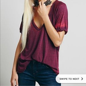 Free People Burgundy Tee